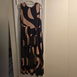 Elegant Black and Tan Wide Leg One Piece Pants Suit Size 2xL  Nwot